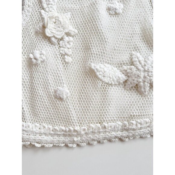 Girl's ZARA White Cotton Crochet Floral Knit Tank Top, Size 11-12 - Picture 3 of 9